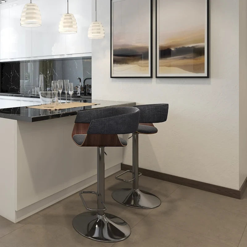 Mid Century Modern 33 inch Adjustable Swivel Bar Stool