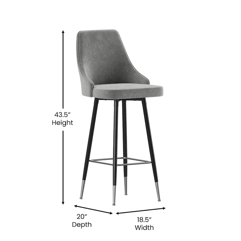 Upholstered Bar-Height Stools with Metal Frame, Set of 2