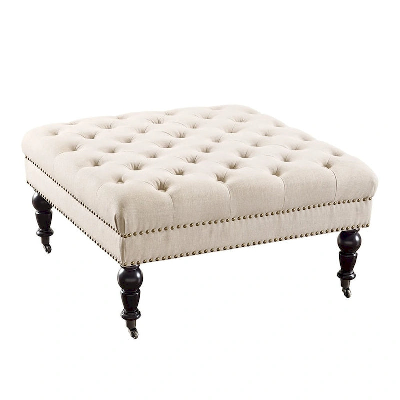 Natural Square Tufted Ottoman