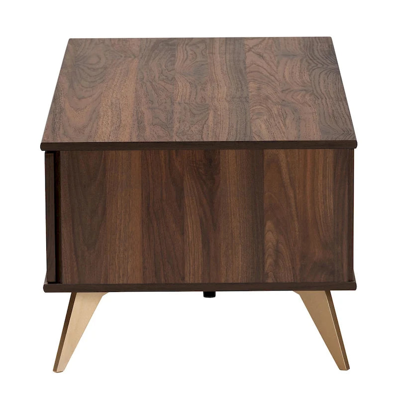 Moderner Walnussbrauner Couchtisch im Mid-Century-Stil mit 2 Schubladen