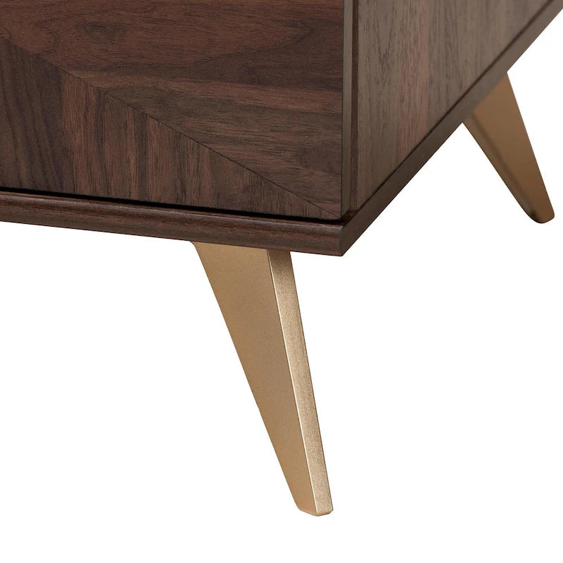 Moderner Walnussbrauner Couchtisch im Mid-Century-Stil mit 2 Schubladen