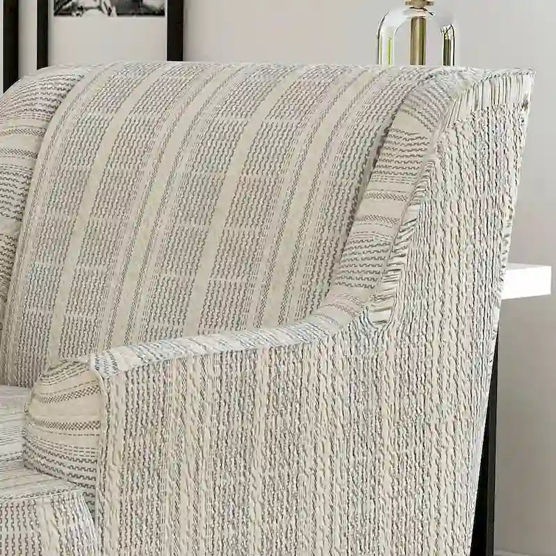 Transitional Multi-Color Chenille Stripe Armchair