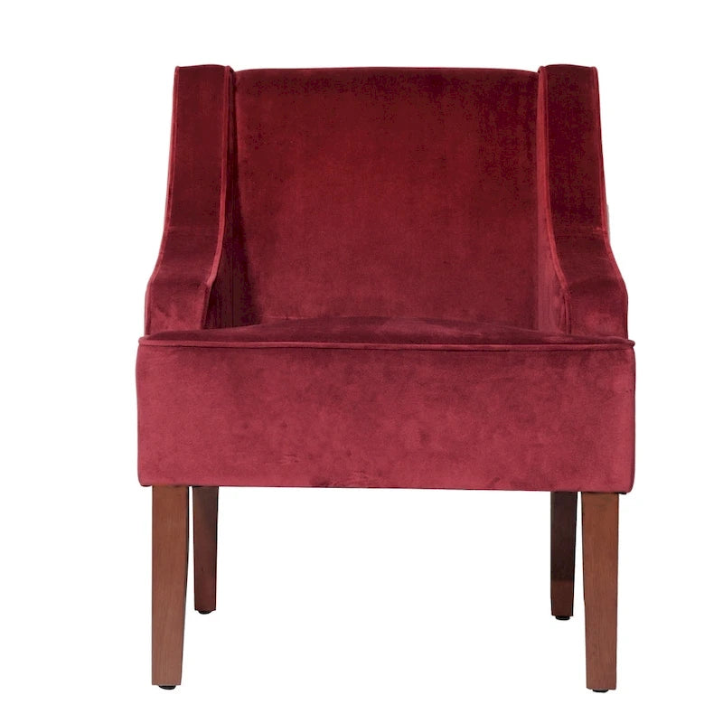 Red Velvet Swoop Arm Accent Chair