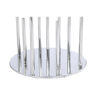 Mesa de jantar redonda de vidro de 48" com base pedestal em aço inoxidável - cinzenta