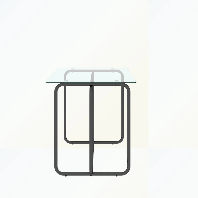 Rectangular Glass-Top Dining Table with Metal Frame