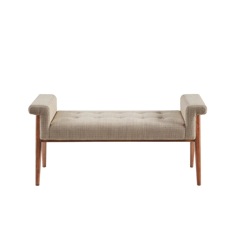 Tan Button-Tufted Accent Bench