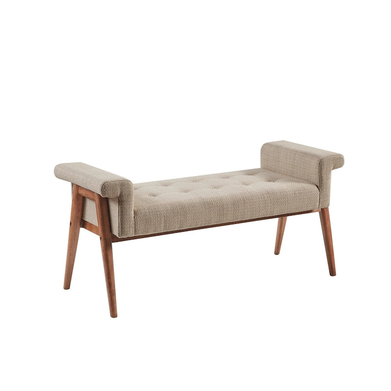 Tan Button-Tufted Accent Bench