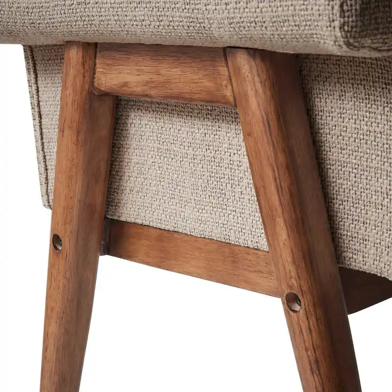 Tan Button-Tufted Accent Bench