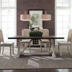 Willowrun Rustic White Weathered Gray Trestle Table