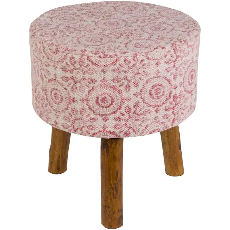 Pink Boho Wooden Stool