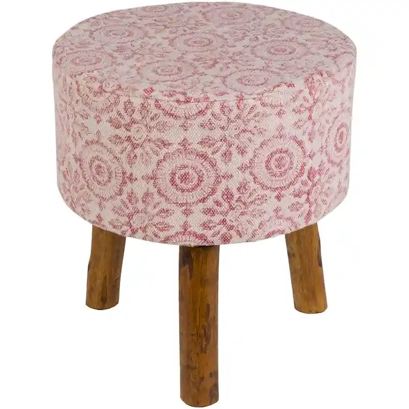 Pink Boho Wooden Stool