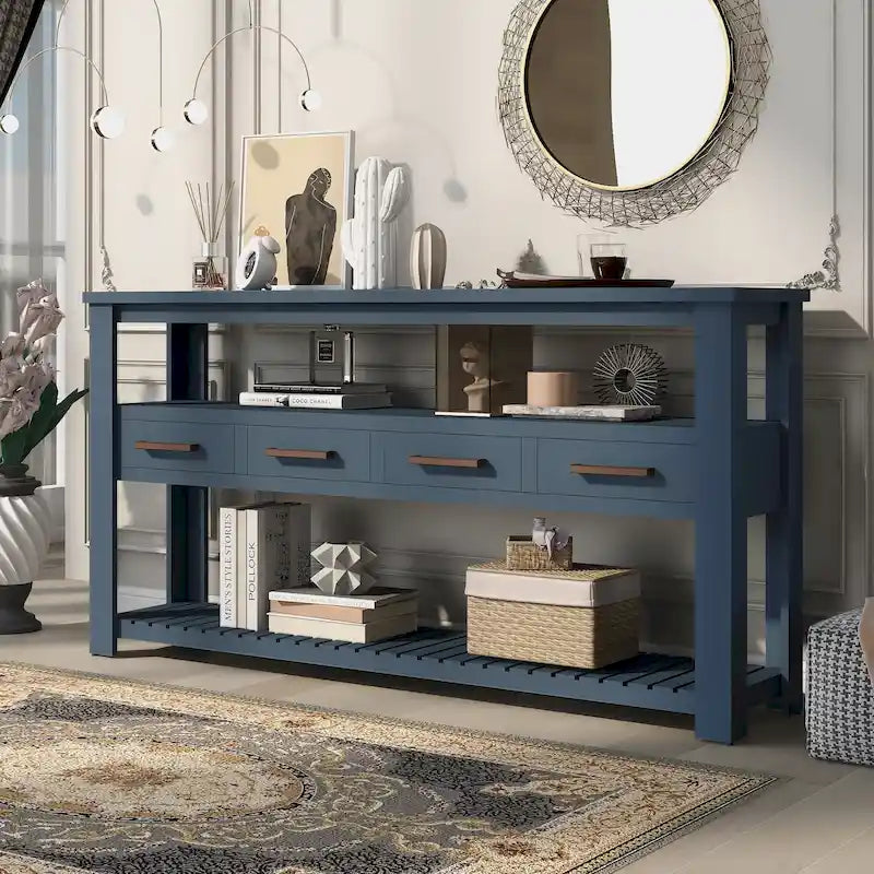 Console Table with Drawers and Shelves