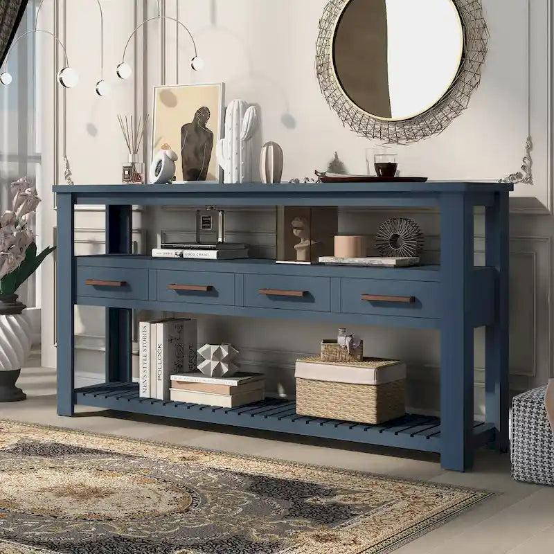 Console Table with Drawers and Shelves