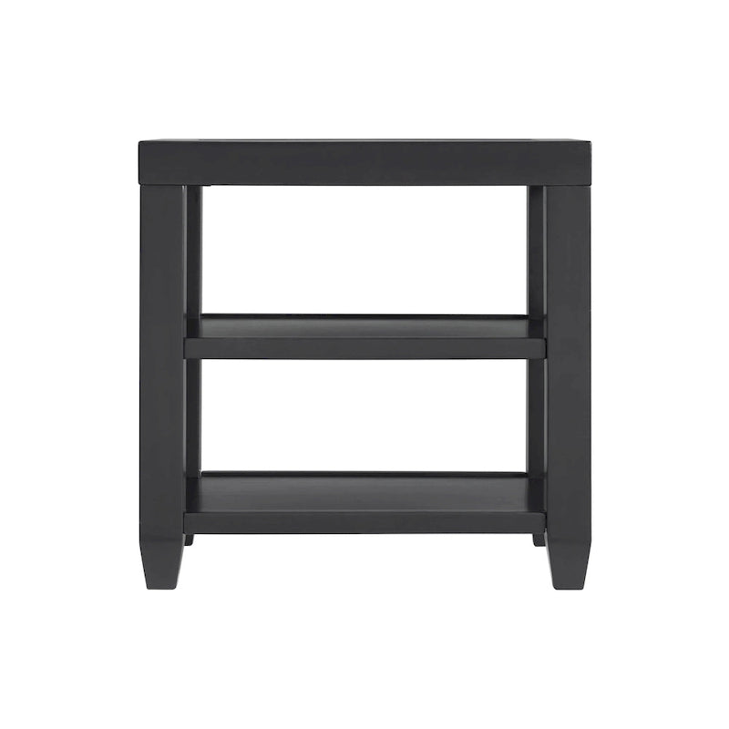 Wood and Glass Top 16-Inch Wide Chairside End Table with Shelf Storage