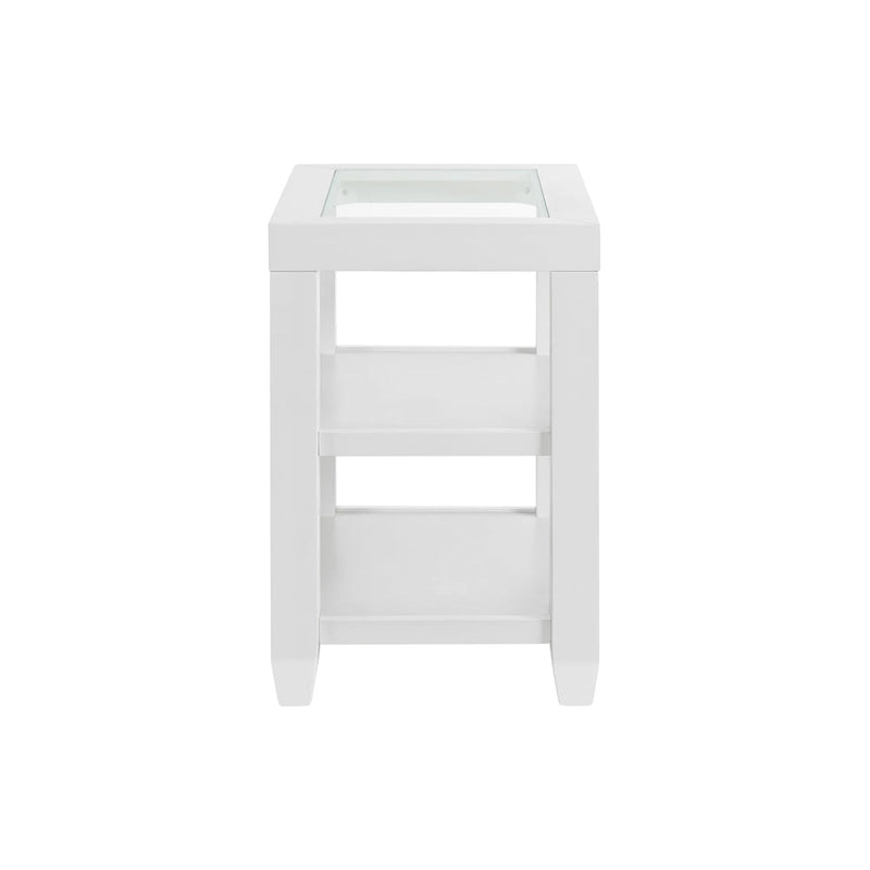 Wood and Glass Top 16-Inch Wide Chairside End Table with Shelf Storage