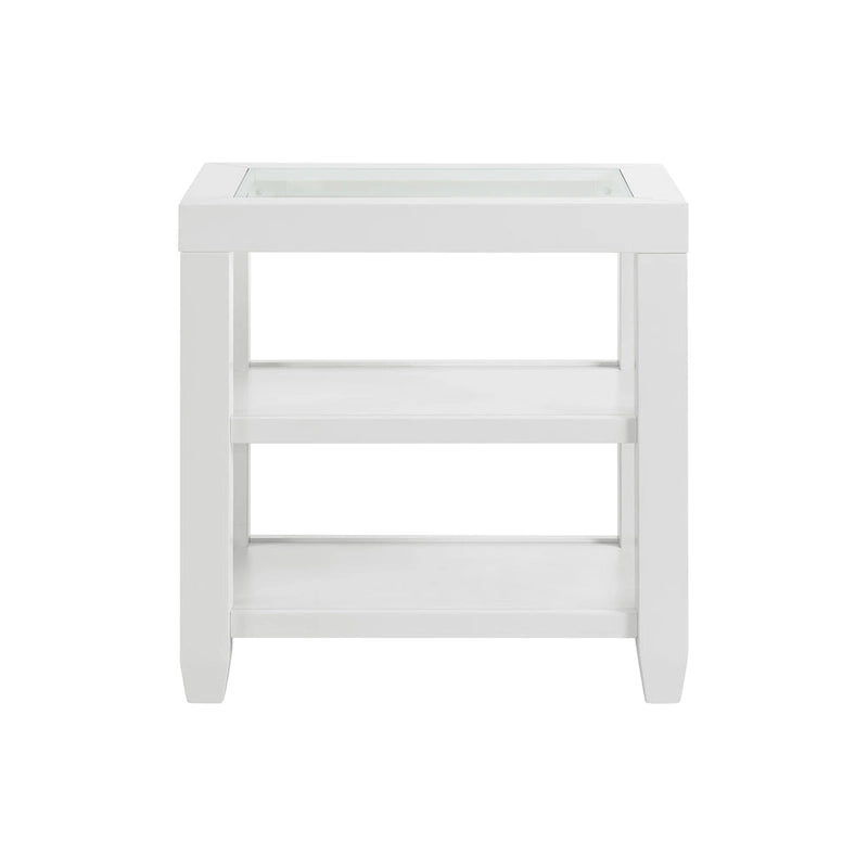 Wood and Glass Top 16-Inch Wide Chairside End Table with Shelf Storage