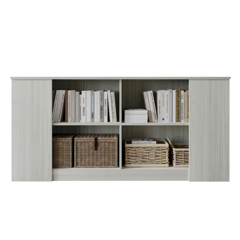 Wood Sideboard Cabinet with 4 Open Shelves