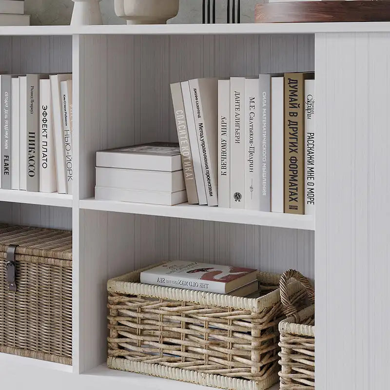 Wood Sideboard Cabinet with 4 Open Shelves
