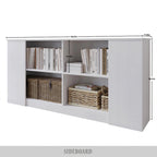 Wood Sideboard Cabinet with 4 Open Shelves