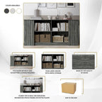 Wood Sideboard Cabinet with 4 Open Shelves