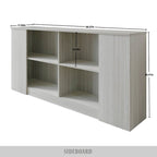 Wood Sideboard Cabinet with 4 Open Shelves