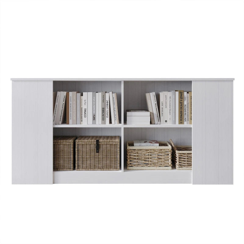 Wood Sideboard Cabinet with 4 Open Shelves