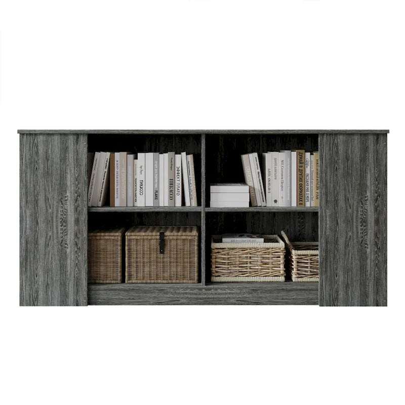 Wood Sideboard Cabinet with 4 Open Shelves