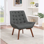 Button-Tufted Accent Chair with Wood Legs