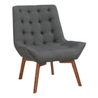 Button-Tufted Accent Chair with Wood Legs