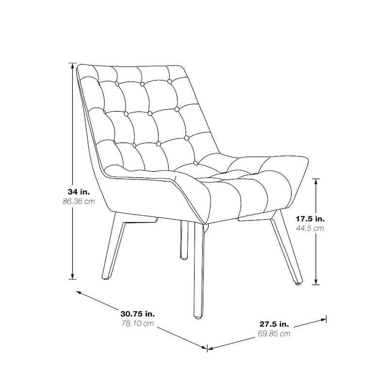 Button-Tufted Accent Chair with Wood Legs