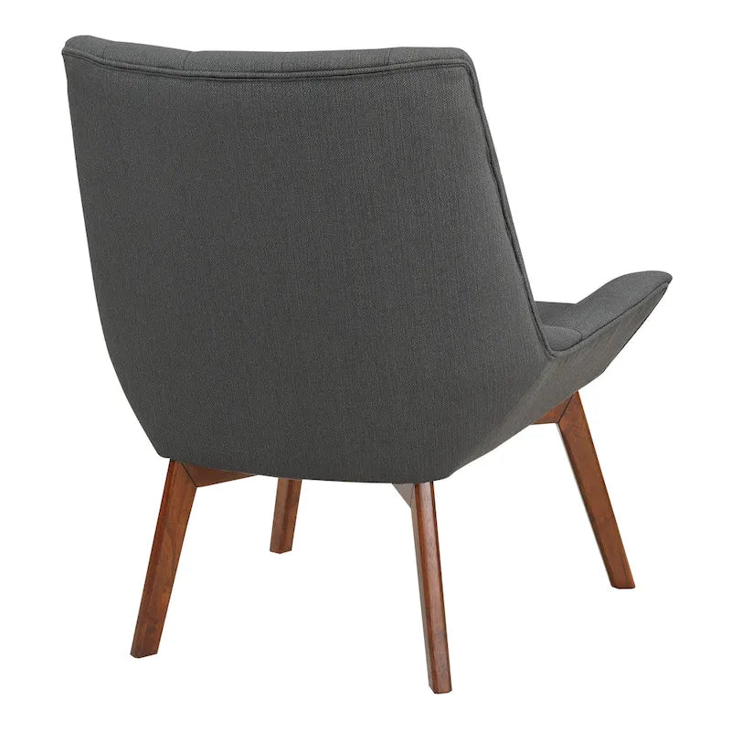 Button-Tufted Accent Chair with Wood Legs
