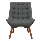 Button-Tufted Accent Chair with Wood Legs