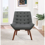 Button-Tufted Accent Chair with Wood Legs