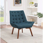 Button-Tufted Accent Chair with Wood Legs