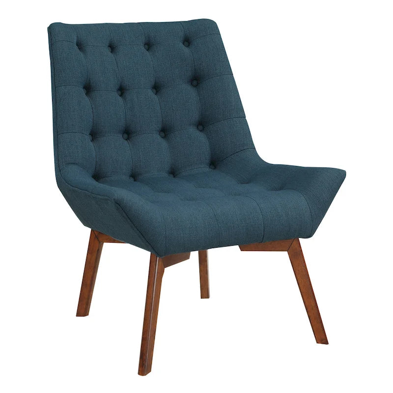 Button-Tufted Accent Chair with Wood Legs