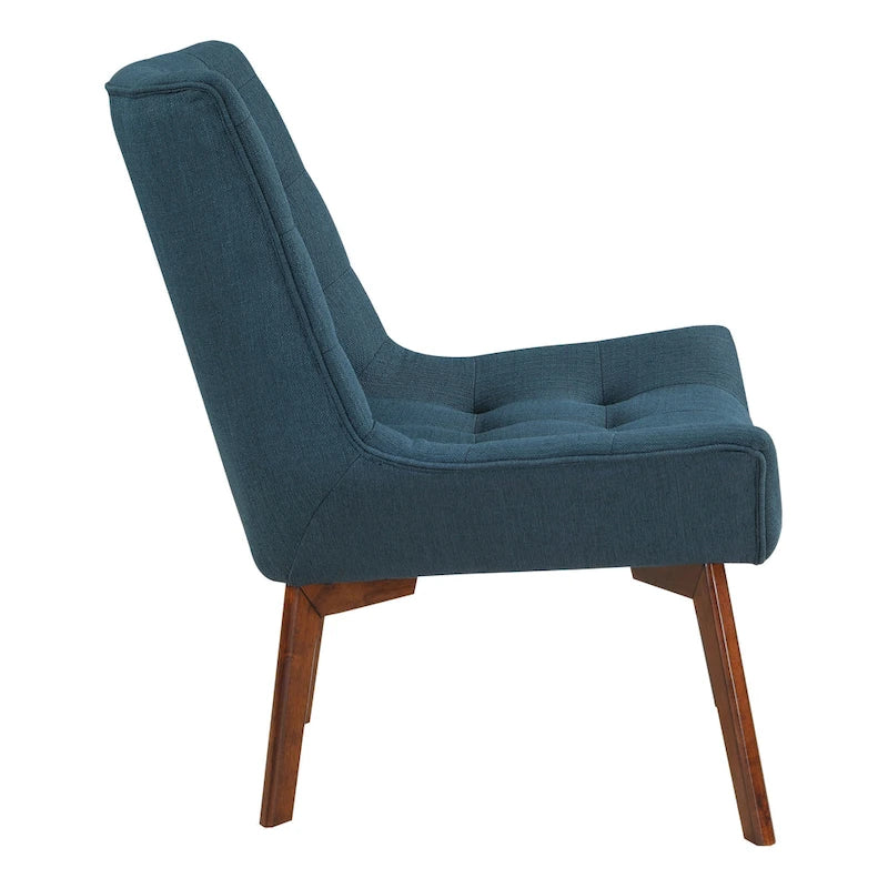 Button-Tufted Accent Chair with Wood Legs