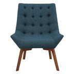 Button-Tufted Accent Chair with Wood Legs