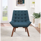 Button-Tufted Accent Chair with Wood Legs