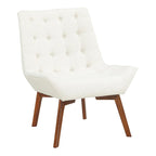 Button-Tufted Accent Chair with Wood Legs