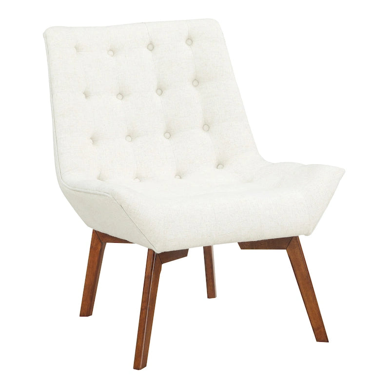 Button-Tufted Accent Chair with Wood Legs