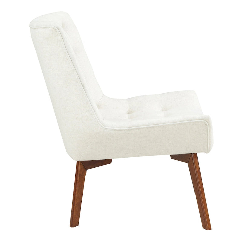 Button-Tufted Accent Chair with Wood Legs