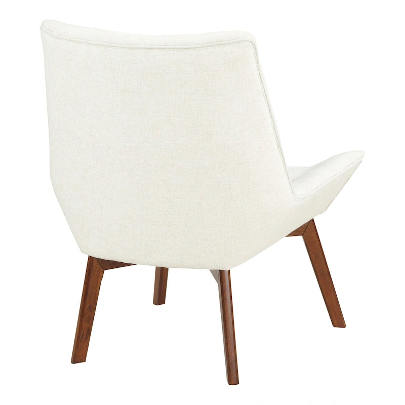 Button-Tufted Accent Chair with Wood Legs