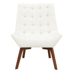 Button-Tufted Accent Chair with Wood Legs
