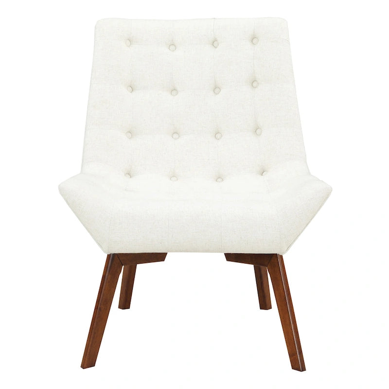 Button-Tufted Accent Chair with Wood Legs