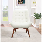 Button-Tufted Accent Chair with Wood Legs