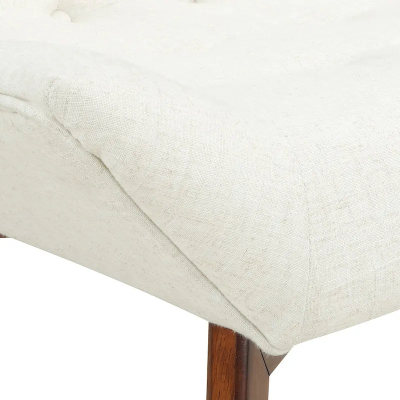 Button-Tufted Accent Chair with Wood Legs