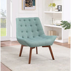 Button-Tufted Accent Chair with Wood Legs
