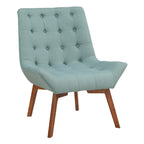 Button-Tufted Accent Chair with Wood Legs