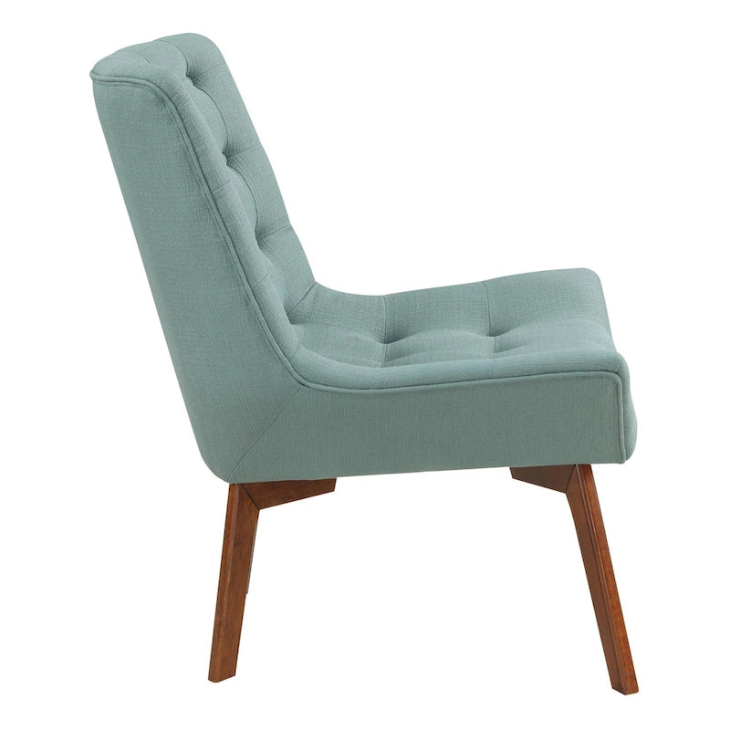 Button-Tufted Accent Chair with Wood Legs