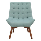 Button-Tufted Accent Chair with Wood Legs